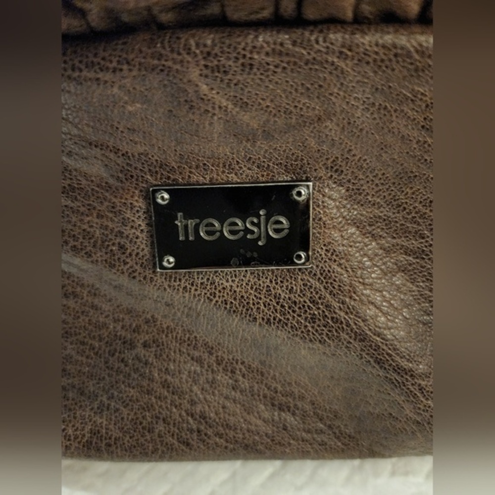 Treesje Brown Leather Wristlet Pouch Clutch - Picture 3 of 9